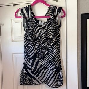 Worthington Black and White Y2K Zebra Print Blouse